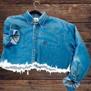 〰️ Bleached Raw Edge Cropped Chambray